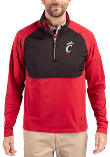 Cutter and Buck Cincinnati Bearcats Mens Red Adapt Eco Hybrid Long Sleeve Qtr Zip Pullover