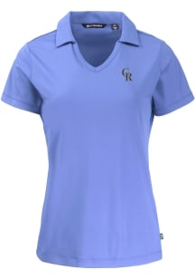 Cutter and Buck Colorado Rockies Womens Pink Daybreak V Neck Short Sleeve Polo Shirt