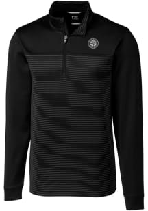 Cutter and Buck Seattle Mariners Mens Black Mono Traverse Stripe Long Sleeve Qtr Zip Pullover