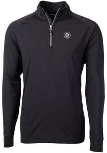 Cutter and Buck Seattle Mariners Mens Black Mono Adapt Eco Knit Long Sleeve Qtr Zip Pullover