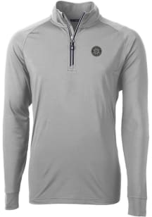 Cutter and Buck Seattle Mariners Mens Grey Mono Adapt Eco Knit Long Sleeve Qtr Zip Pullover