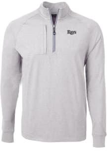 Cutter and Buck Tampa Bay Rays Mens Grey Mono Adapt Eco Knit Big and Tall Qtr Zip