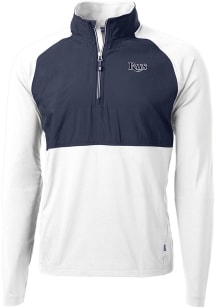 Cutter and Buck Tampa Bay Rays Mens White Mono Adapt Eco Hybrid Long Sleeve Qtr Zip Pullover