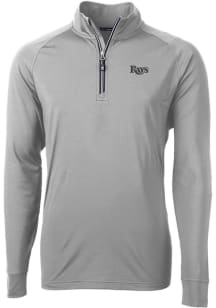 Cutter and Buck Tampa Bay Rays Mens Grey Mono Adapt Eco Knit Long Sleeve Qtr Zip Pullover