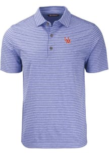 Cutter and Buck Ole Miss Rebels Mens Blue Forge Heather Stripe Short Sleeve Polo