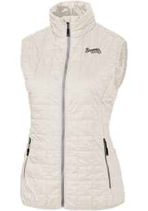 Cutter and Buck Atlanta Braves Womens White Mono Rainier PrimaLoft Vest