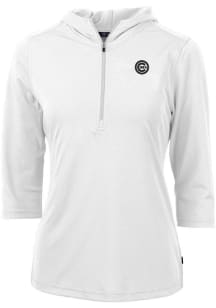 Cutter and Buck Chicago Cubs Womens White Mono Virtue Eco Pique Hooded Sweatshirt