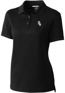 Cutter and Buck Chicago White Sox Womens Black Mono Advantage Short Sleeve Polo Shirt
