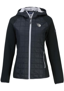 Cutter and Buck Cleveland Guardians Womens Black Mono Rainier PrimaLoft Hybrid Medium Weight Jacke..
