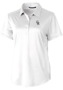 Cutter and Buck Colorado Rockies Womens White Mono Prospect Short Sleeve Polo Shirt
