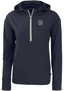Cutter and Buck Penn State Nittany Lions Womens Navy Blue Vault Daybreak Hood Qtr Zip