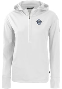 Cutter and Buck Penn State Nittany Lions Womens White Vault Daybreak Hood Qtr Zip