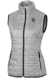 Cutter and Buck San Diego Padres Womens Grey Mono Rainier PrimaLoft Vest