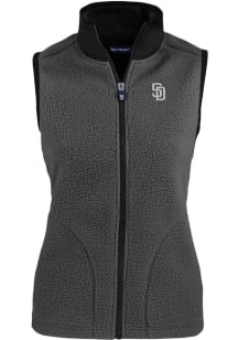 Cutter and Buck San Diego Padres Womens Grey Mono Cascade Sherpa Vest