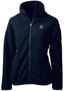 Cutter and Buck Seattle Mariners Womens Navy Blue Mono Cascade Sherpa Long Sleeve Full Zip Jacket