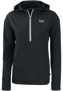 Cutter and Buck Tampa Bay Rays Womens Black Mono Daybreak Hood Qtr Zip