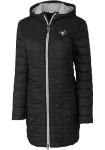 Cutter and Buck Toronto Blue Jays Womens Black Mono Rainier PrimaLoft Long Filled Jacket