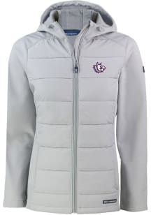 Cutter and Buck TCU Horned Frogs Womens Charcoal Vault Evoke Hood Heavy Weight Jacket