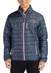 Cutter and Buck GA Tech Yellow Jackets Mens Navy Blue Rainier PrimaLoft Printed Filled Jacket
