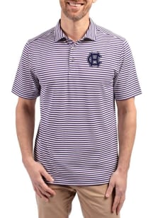 Cutter and Buck Holy Cross Crusaders Purple Virtue Eco Pique Stripe Big and Tall Polo
