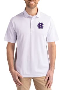 Cutter and Buck Holy Cross Crusaders Mens White Virtue Eco Pique Short Sleeve Polo