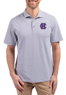 Cutter and Buck Holy Cross Crusaders Mens Pink Virtue Eco Pique Stripe Short Sleeve Polo