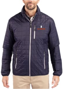 Cutter and Buck Illinois Fighting Illini Mens Navy Blue Rainier PrimaLoft Filled Jacket