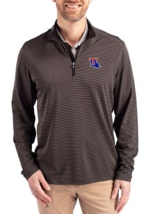 Cutter and Buck Louisiana Tech Bulldogs Mens Black Virtue Eco Pique Micro Stripe Long Sleeve Qtr Z..