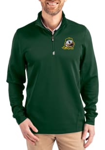 Cutter and Buck Oregon Ducks Mens Green Traverse Long Sleeve Qtr Zip Pullover