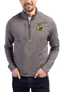 Cutter and Buck Oregon Ducks Mens Black Adapt Eco Long Sleeve Qtr Zip Pullover