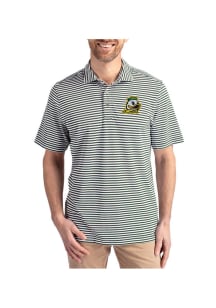 Cutter and Buck Oregon Ducks Mens Green Virtue Eco Pique Stripe Short Sleeve Polo