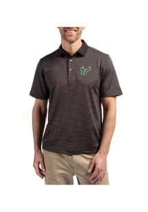 Cutter and Buck South Florida Bulls Mens Black Virtue Eco Pique Micro Stripe Short Sleeve Polo