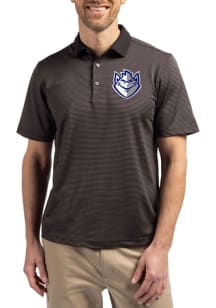 Cutter and Buck Saint Louis Billikens Mens Black Virtue Eco Pique Micro Stripe Short Sleeve Polo