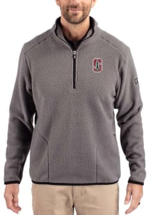 Cutter and Buck Stanford Cardinal Mens Grey Cascade Sherpa Long Sleeve Qtr Zip Pullover