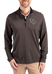 Cutter and Buck UCF Knights Mens Black Virtue Eco Pique Stripe Big and Tall Qtr Zip