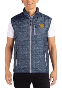 Cutter and Buck West Virginia Mountaineers Mens Navy Blue Rainier PrimaLoft Printed Sleeveless Jac..