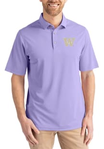 Cutter and Buck Washington Huskies Mens Pink Virtue Eco Pique Short Sleeve Polo