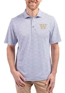 Cutter and Buck Washington Huskies Mens Pink Virtue Eco Pique Botanical Short Sleeve Polo