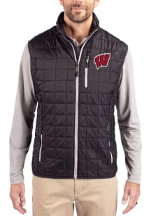 Cutter and Buck Wisconsin Badgers Big and Tall Black Rainier PrimaLoft Mens Vest