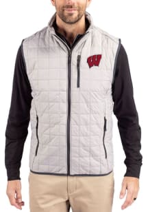 Cutter and Buck Wisconsin Badgers Big and Tall Grey Rainier PrimaLoft Mens Vest