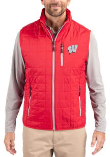 Cutter and Buck Wisconsin Badgers Big and Tall Red Rainier PrimaLoft Mens Vest