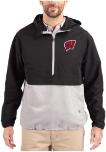 Cutter and Buck Wisconsin Badgers Mens Black Charter Eco Pullover Jackets