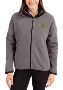 Cutter and Buck Baylor Bears Womens Grey Cascade Sherpa Long Sleeve Full Zip Jacket