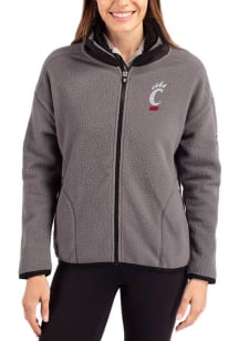 Cutter and Buck Cincinnati Bearcats Womens Grey Cascade Sherpa Long Sleeve Full Zip Jacket