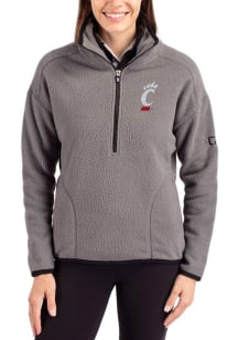 Cutter and Buck Cincinnati Bearcats Womens Grey Cascade Sherpa Qtr Zip