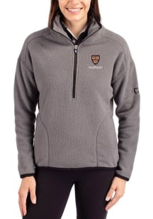 Cutter and Buck Harvard Crimson Womens Grey Cascade Sherpa Qtr Zip