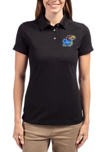 Cutter and Buck Kansas Jayhawks Womens Black Advantage Short Sleeve Polo Shirt