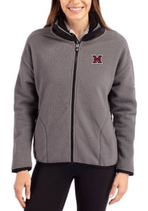 Cutter and Buck Miami RedHawks Womens Grey Cascade Sherpa Long Sleeve Full Zip Jacket