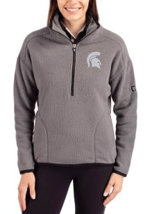 Cutter and Buck Michigan State Spartans Womens Grey Cascade Sherpa Qtr Zip