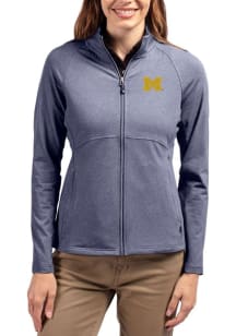 Cutter and Buck Michigan Wolverines Womens Navy Blue Adapt Eco Knit Light Weight Jacket